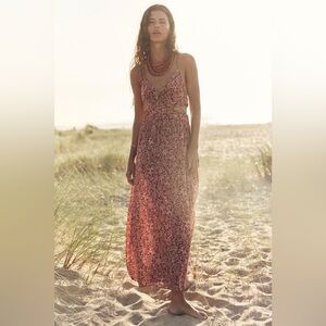 ZARA CUT OUT BLOCK PRINTED MIDI DRESS SIZE M